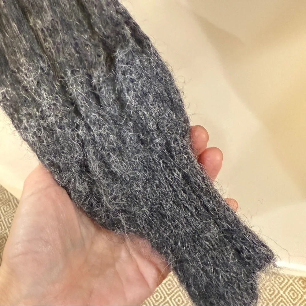 FREE PEOPLE | Alpaca Blend Fuzzy Gray Cropped Button Cardigan Sweater
